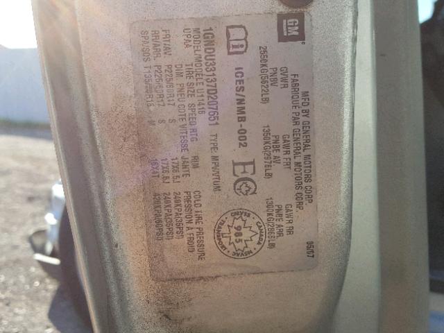 1GNDU33137D207651 - 2007 CHEVROLET UPLANDER L 银色 照片 10