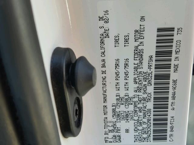 3TMAZ5CN2GM014388 - 2016 TOYOTA TACOMA DOU WHITE photo 10