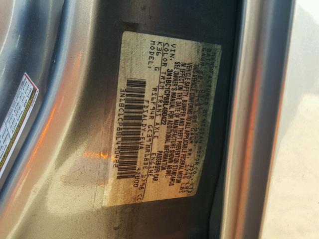 3N1BC1CP8BL490422 - 2011 NISSAN VERSA S SILVER photo 10