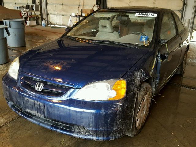 1HGEM22901L006593 - 2001 HONDA CIVIC SI BLUE photo 2