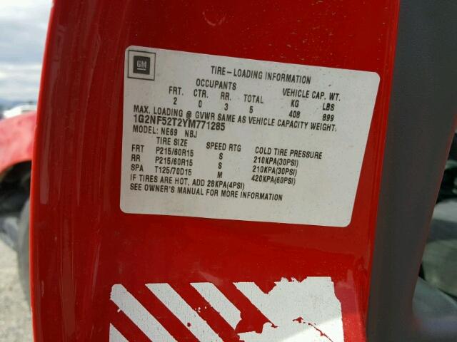 1G2NF52T2YM771285 - 2000 PONTIAC GRAND AM S Qırmızı foto 10