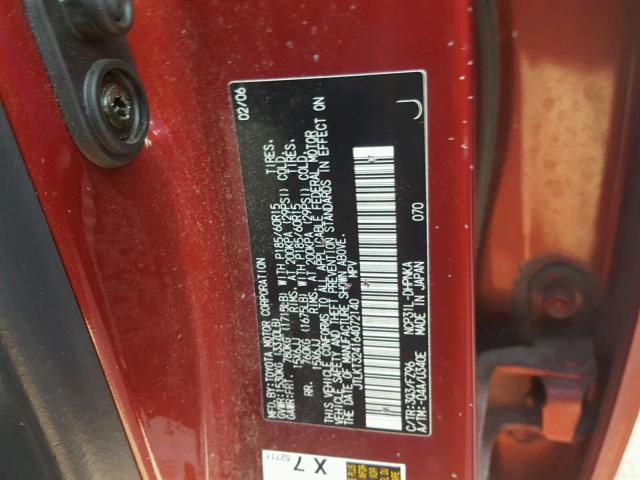 JTLKT324164072140 - 2006 TOYOTA SCION XB Rojo foto 10