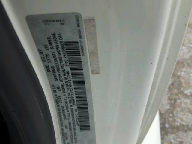 3VWFF31Y27M413346 - 2007 VOLKSWAGEN NEW BEETLE 白色 照片 10