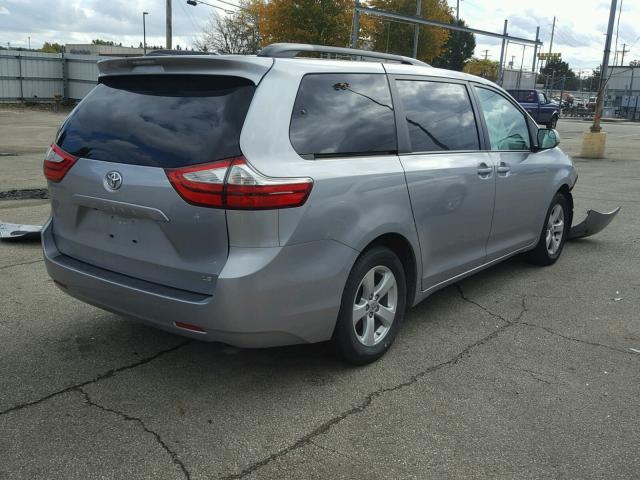 5TDKK3DC6GS715459 - 2016 TOYOTA SIENNA LE SILVER photo 4