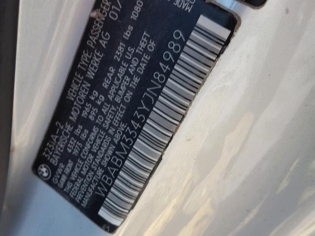 WBABM3343YJN84989 - 2000 BMW 323 CI SILVER photo 10