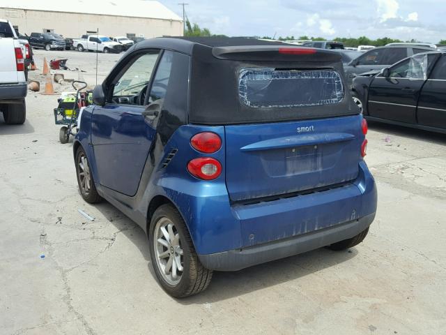 WMEEK31X29K264207 - 2009 SMART FORTWO PAS BLUE photo 3