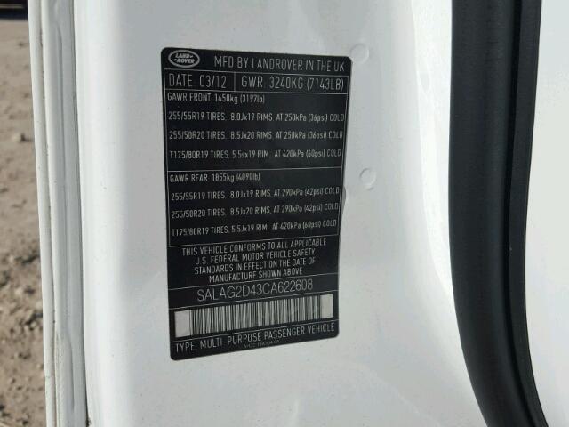 SALAG2D43CA622608 - 2012 LAND ROVER LR4 თეთრი ფოტო 10