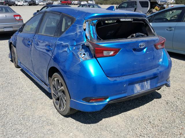 JTNKARJE7HJ543836 - 2017 TOYOTA COROLLA IM BLUE photo 3