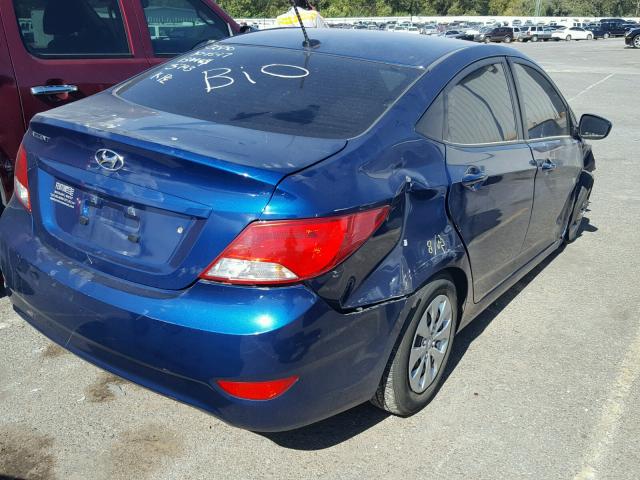 KMHCT4AE9GU003743 - 2016 HYUNDAI ACCENT SE BLUE photo 4