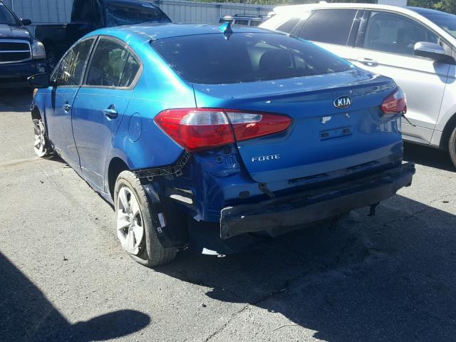 KNAFK4A67E5061268 - 2014 KIA FORTE LX BLUE photo 3