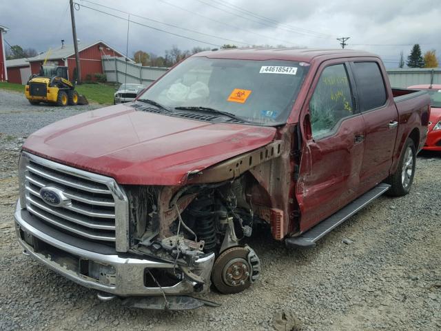 1FTEW1EG5GFD51459 - 2016 FORD F150 SUPER RED photo 2