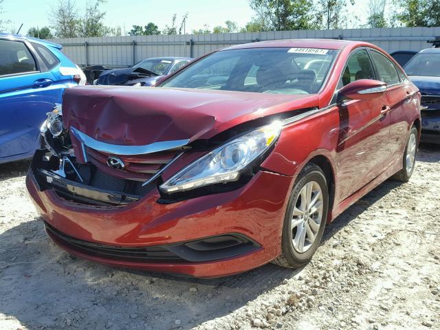 5NPEB4ACXEH942809 - 2014 HYUNDAI SONATA GLS RED photo 2