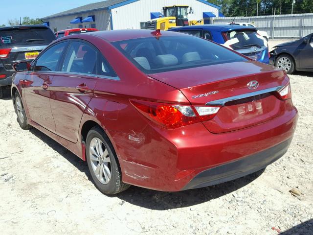 5NPEB4ACXEH942809 - 2014 HYUNDAI SONATA GLS RED photo 3