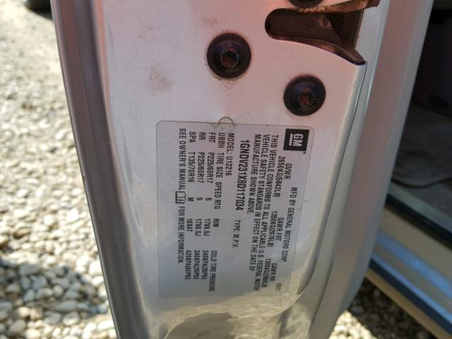 1GNDV231X8D117034 - 2008 CHEVROLET UPLANDER L 银色 照片 10