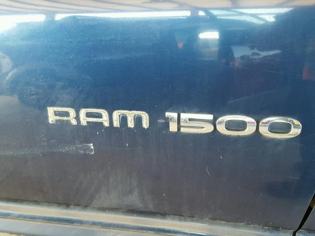 1D7HU16N02J124689 - 2002 DODGE RAM 1500 BLUE photo 9