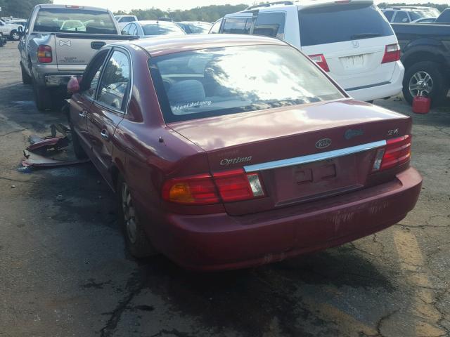 KNAGD128X25172440 - 2002 KIA OPTIMA MAROON photo 3