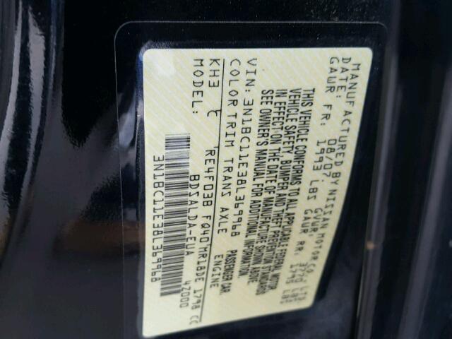 3N1BC11E38L369968 - 2008 NISSAN VERSA S BLACK photo 10