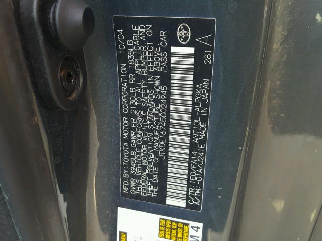 JTKDE167450024945 - 2005 TOYOTA SCION TC 蓝色 照片 10