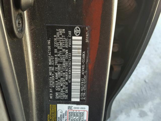 4T1BE46K47U675133 - 2007 TOYOTA CAMRY NEW GRAY photo 10