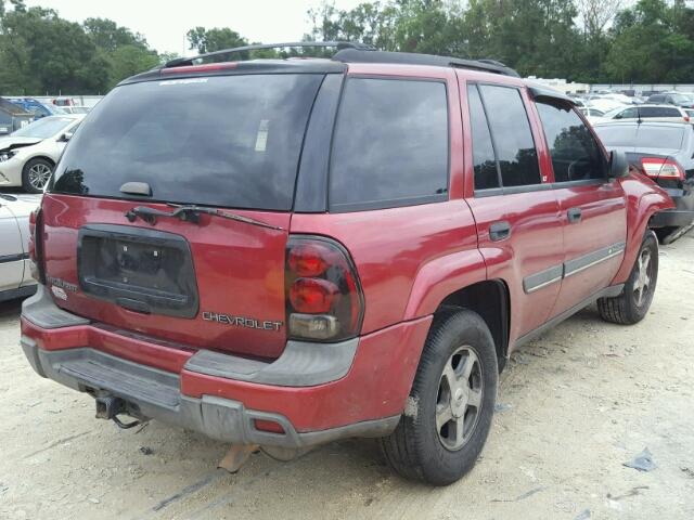 1GNDS13S322114037 - 2002 CHEVROLET TRAILBLAZE RED photo 4