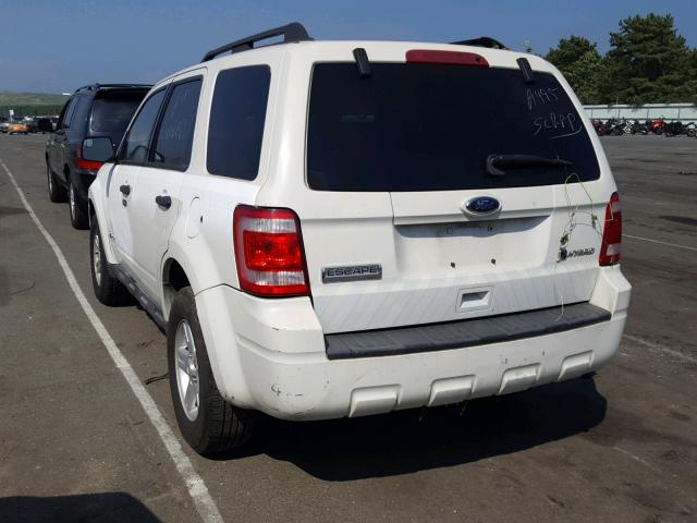 1FMCU5K35AKD27937 - 2010 FORD ESCAPE HYB WHITE photo 3