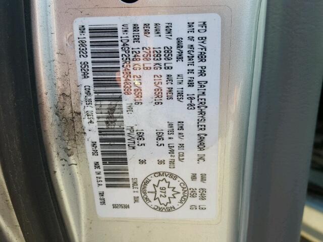 1D4GP25R54B540390 - 2004 DODGE CARAVAN SE GRAY photo 10