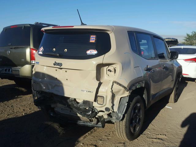 ZACCJBAW8GPC72809 - 2016 JEEP RENEGADE S TAN photo 4