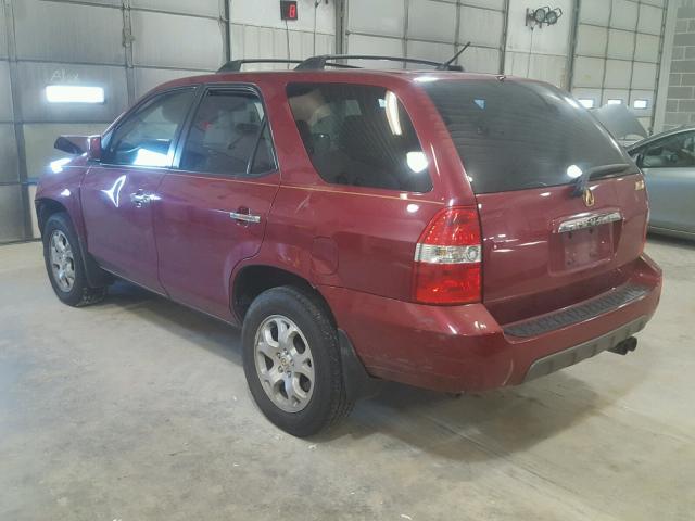 2HNYD18682H543014 - 2002 ACURA MDX BURGUNDY photo 3