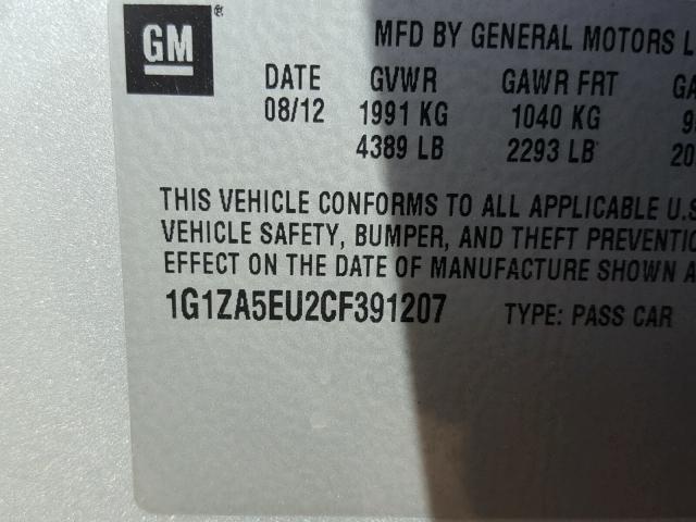 1G1ZA5EU2CF391207 - 2012 CHEVROLET MALIBU LS 银色 照片 10