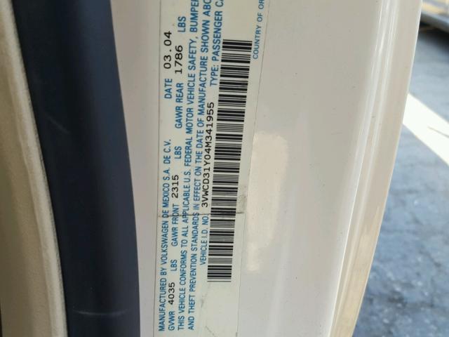 3VWCD31Y04M341955 - 2004 VOLKSWAGEN NEW BEETLE 奶油色 照片 10