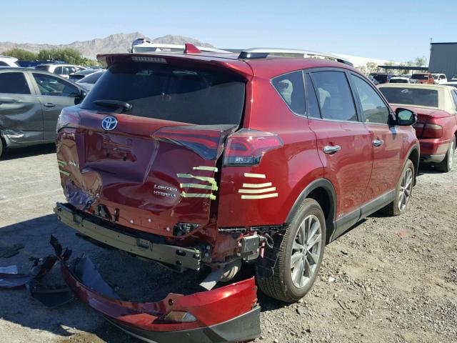 JTMDJREV0JD226704 - 2018 TOYOTA RAV4 HV LI RED photo 4