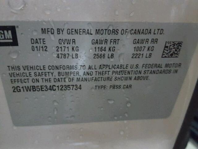 2G1WB5E34C1235734 - 2012 CHEVROLET IMPALA GRAY photo 10