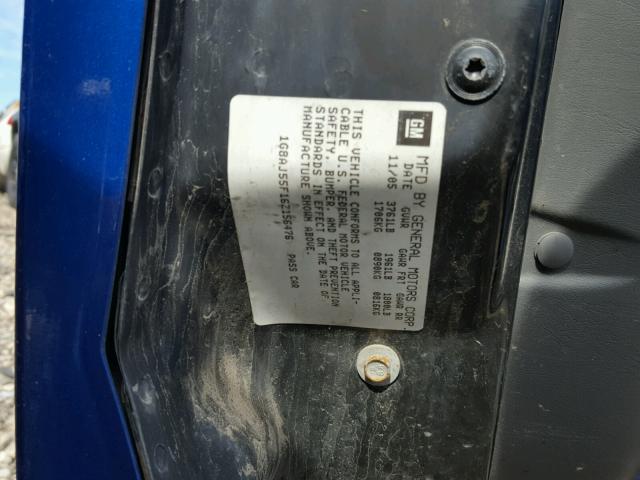 1G8AJ55F16Z156476 - 2006 SATURN ION LEVEL BLUE photo 10