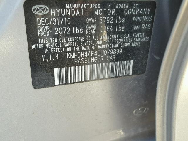 KMHDH4AE4BU079899 - 2011 HYUNDAI ELANTRA GL GRAY photo 9