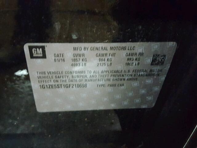 1G1ZE5ST1GF210698 - 2016 CHEVROLET MALIBU LT BLACK photo 10