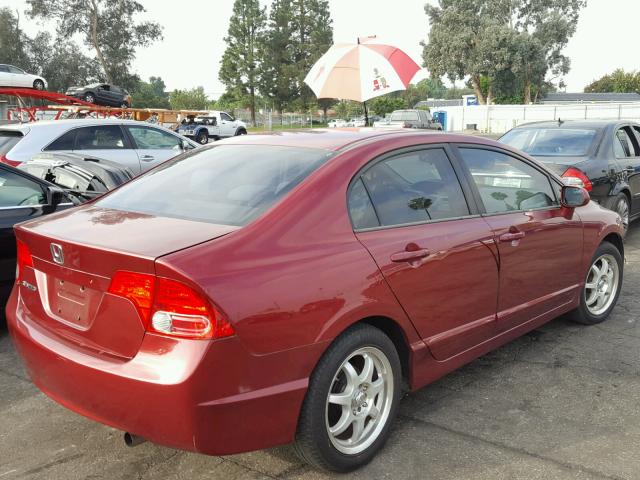 JHMFA16527S000532 - 2007 HONDA CIVIC LX BURGUNDY photo 4