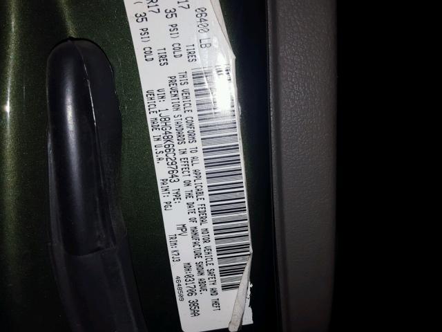 1J8HG48K66C297643 - 2006 JEEP COMMANDER Yaşıl foto 10