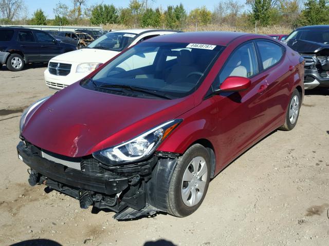 5NPDH4AE5GH773832 - 2016 HYUNDAI ELANTRA RED photo 2