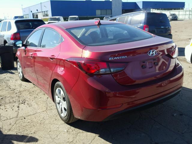 5NPDH4AE5GH773832 - 2016 HYUNDAI ELANTRA RED photo 3