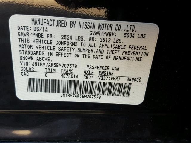 JN1BV7AR5EM707579 - 2014 INFINITI Q50 BASE BLACK photo 10