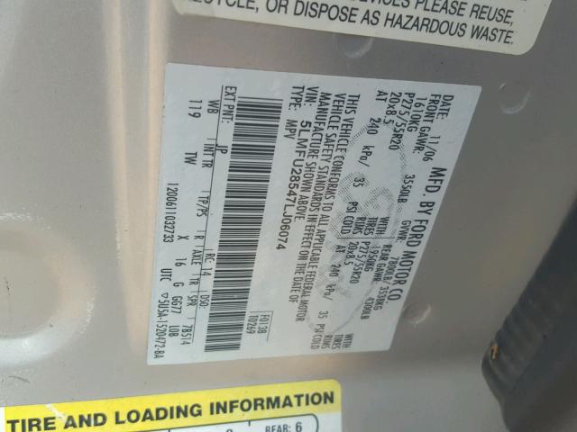 5LMFU28547LJ06074 - 2007 LINCOLN NAVIGATOR SILVER photo 10