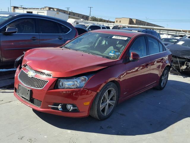 1G1PE5SB9E7330089 - 2014 CHEVROLET CRUZE LT MAROON photo 2