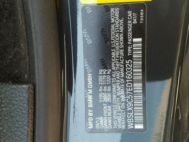 WBSLX9C57ED160325 - 2014 BMW M6 BLACK photo 10