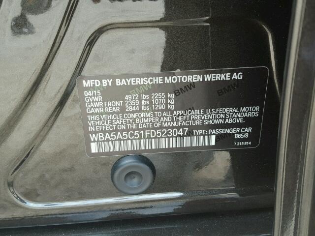 WBA5A5C51FD523047 - 2015 BMW 528 BLACK photo 10