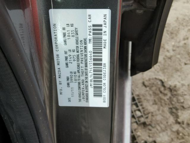 JM1BL1L71C1556640 - 2012 MAZDA 3 I GRAY photo 10