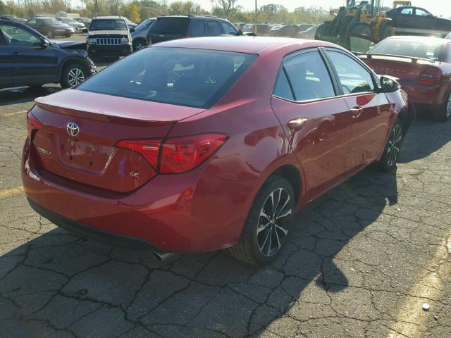 2T1BURHE9HC853905 - 2017 TOYOTA COROLLA RED photo 4