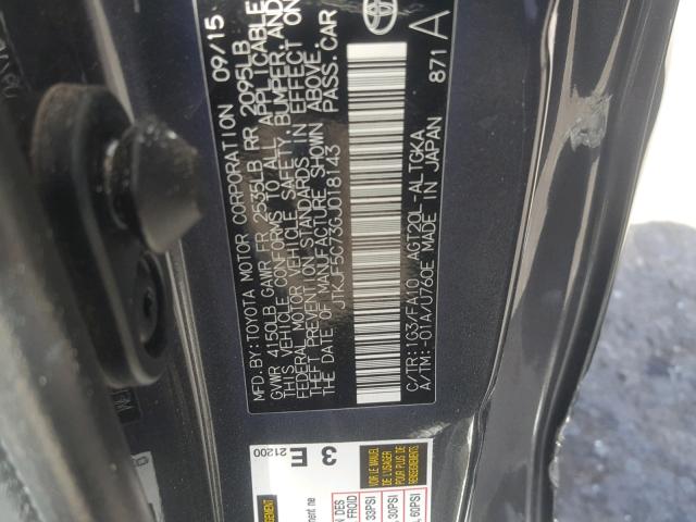 JTKJF5C73GJ018143 - 2016 TOYOTA SCION TC 灰色 照片 10