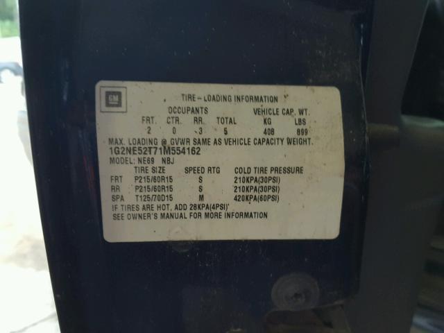 1G2NE52T71M554162 - 2001 PONTIAC GRAND AM S ლურჯი ფოტო 10