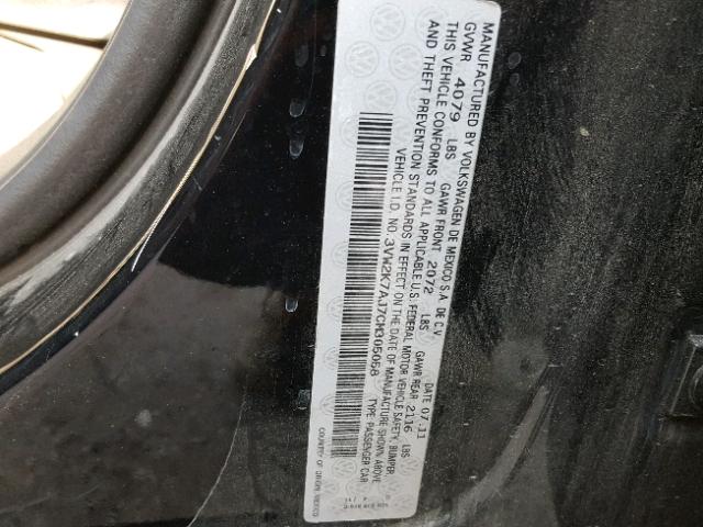 3VW2K7AJ7CM305058 - 2012 VOLKSWAGEN JETTA BASE 黑色 照片 10