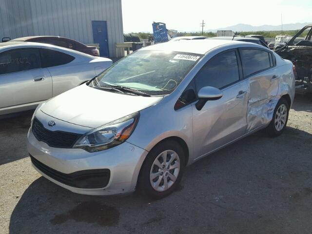 KNADM4A30D6279553 - 2013 KIA RIO LX SILVER photo 2